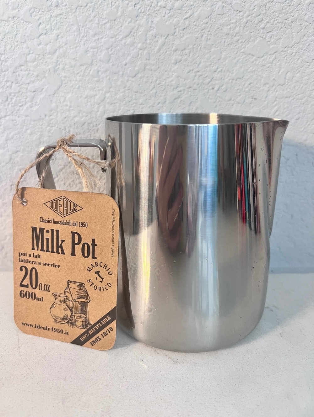 Ideale 1950 Milk Pot 20 oz 600ml 18/10 Stainless Steel Made in Italy NWT